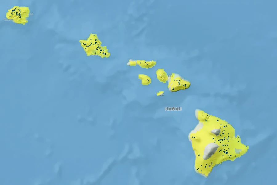 Myrsine lessertiana Native Range