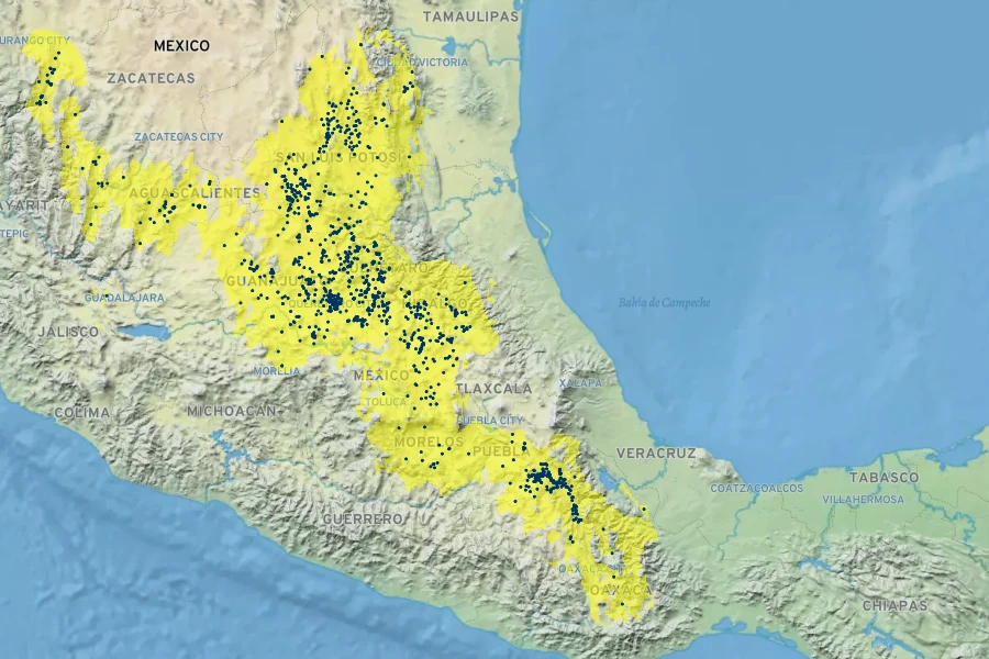Myrtillocactus geometrizans Native Range