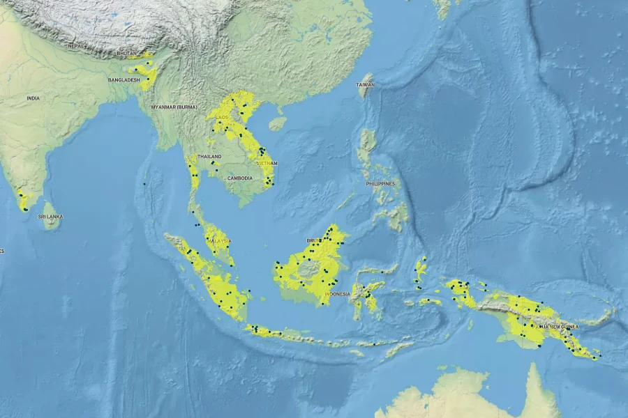 Nageia wallichiana Native Range