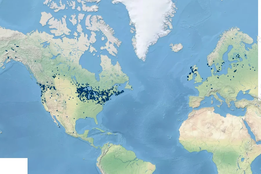 Najas flexilis Native Range