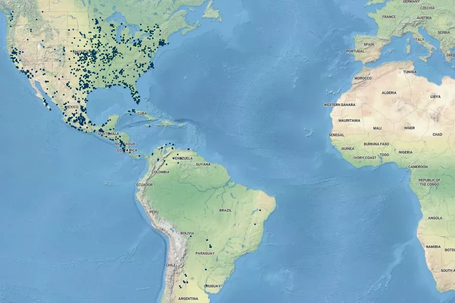 Najas guadalupensis Native Range