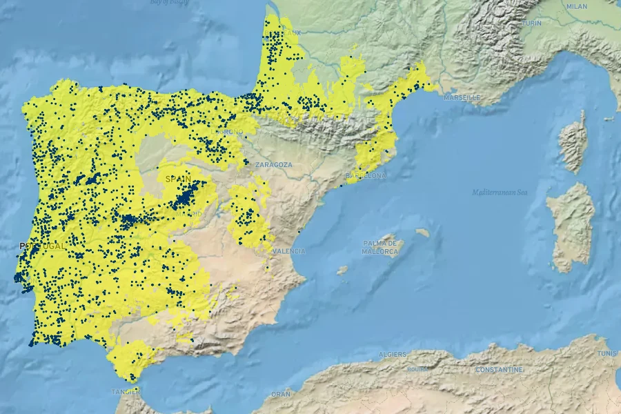 Narcissus bulbocodium Native Range