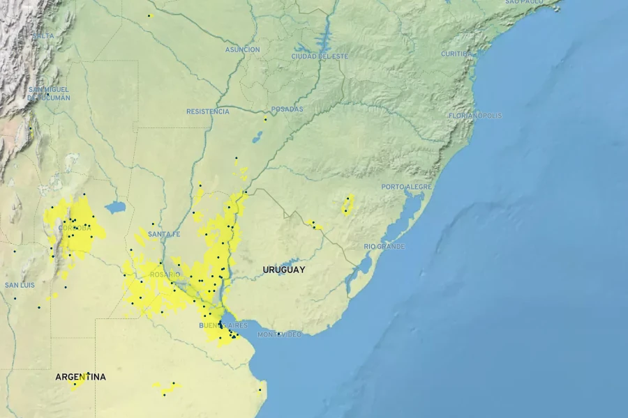 Nassella hyalina Native Range