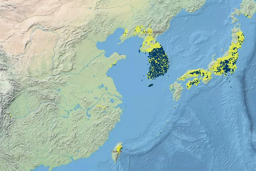 Neillia incisa Native Range