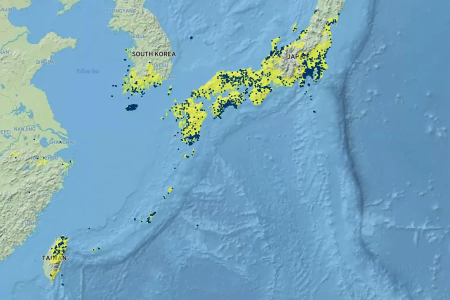 Neolitsea sericea Native Range