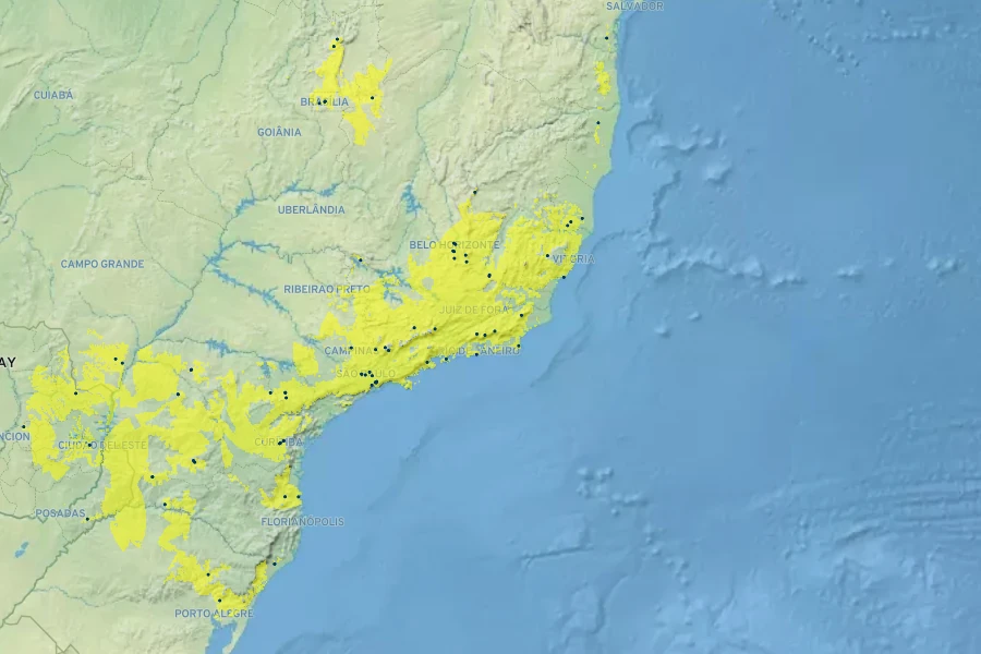 Neomarica coerulea Native Range