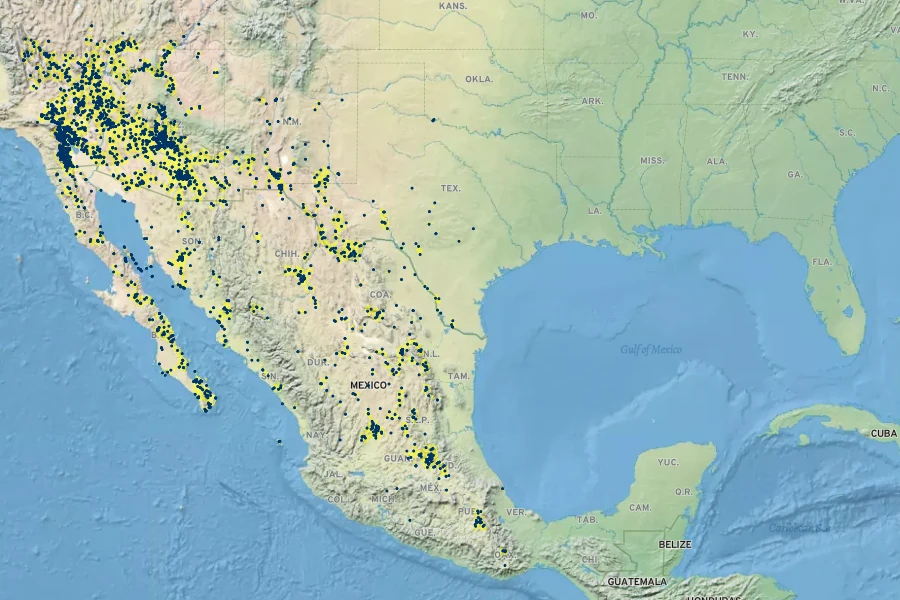 Nicotiana obtusifolia Native Range