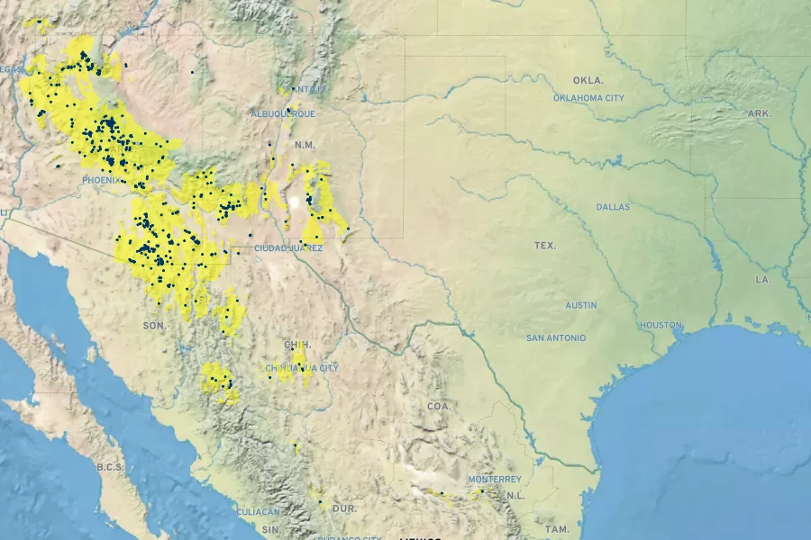Nolina microcarpa Native Range