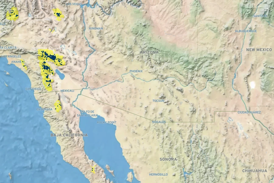 Nolina parryi Native Range
