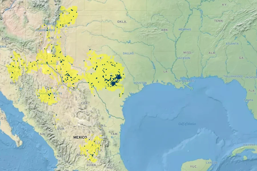 Nolina texana Native Range