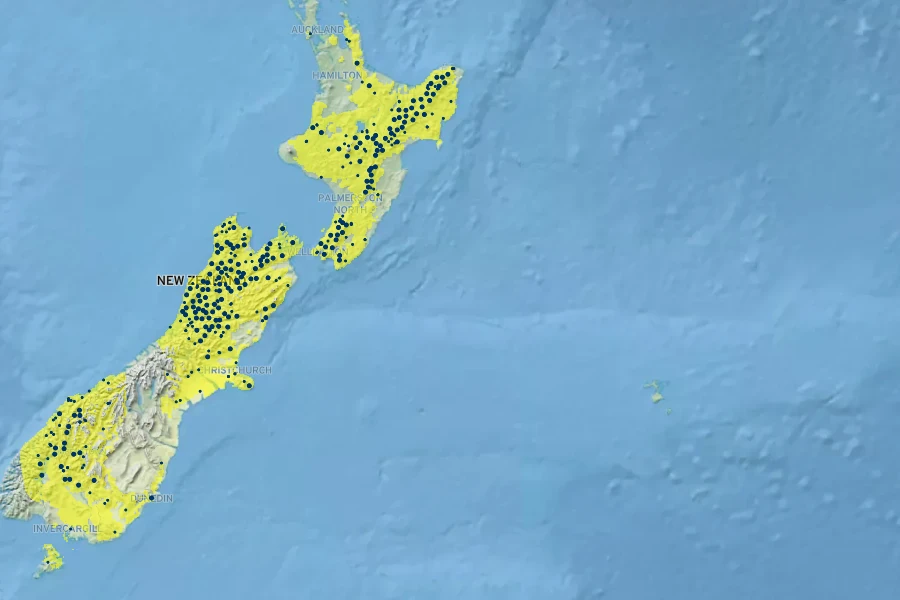 Nothofagus fusca Native Range