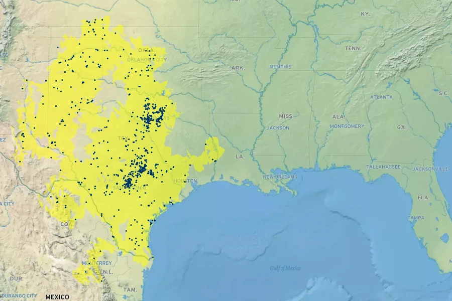Oenothera berlandieri Native Range