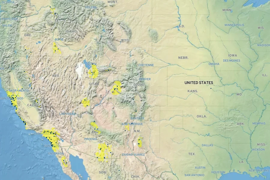 Oenothera elata subsp. hookeri Native Range