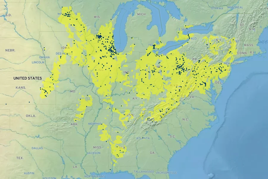 Oenothera gaura Native Range