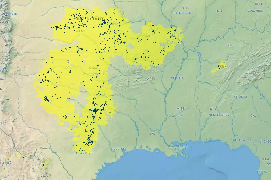 Oenothera macrocarpa Native Range