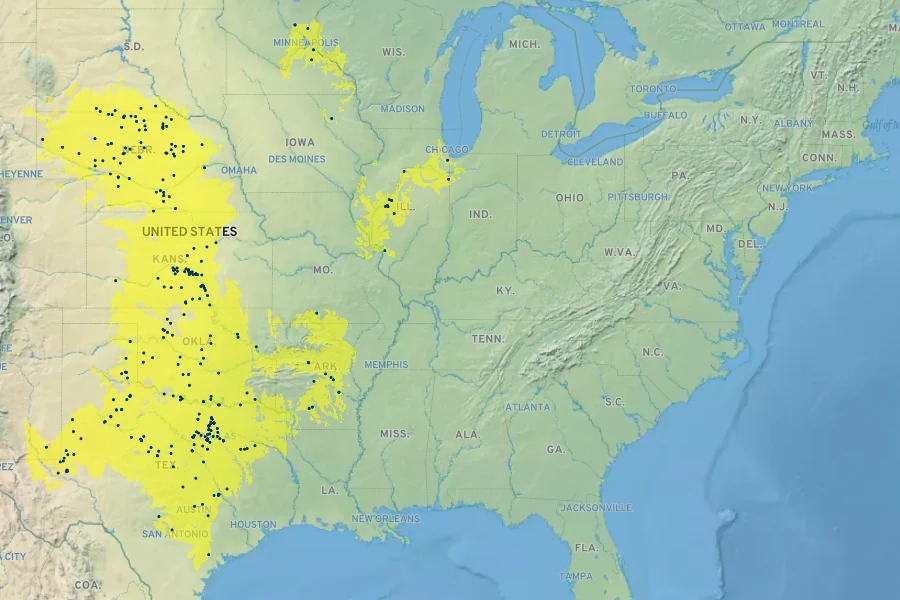 Oenothera rhombipetala Native Range