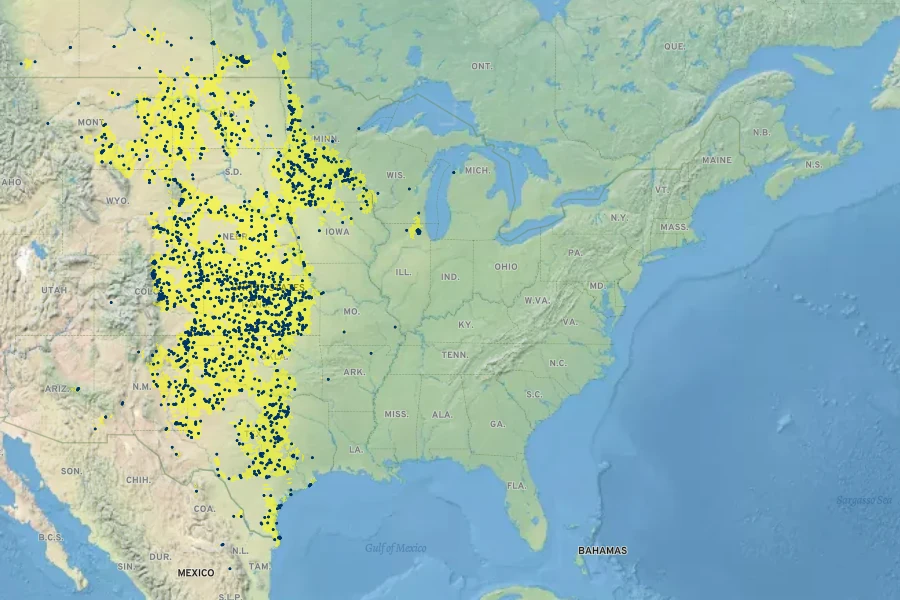 Oenothera serrulata Native Range