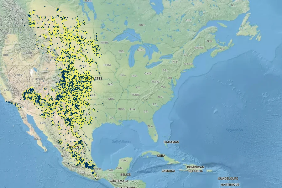 Oenothera suffrutescens Native Range