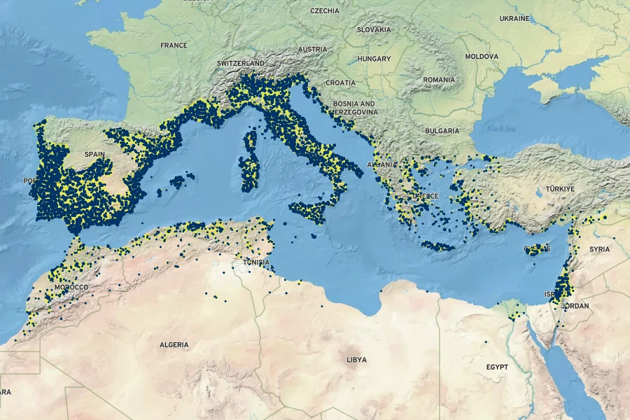 Olea europaea Native Range