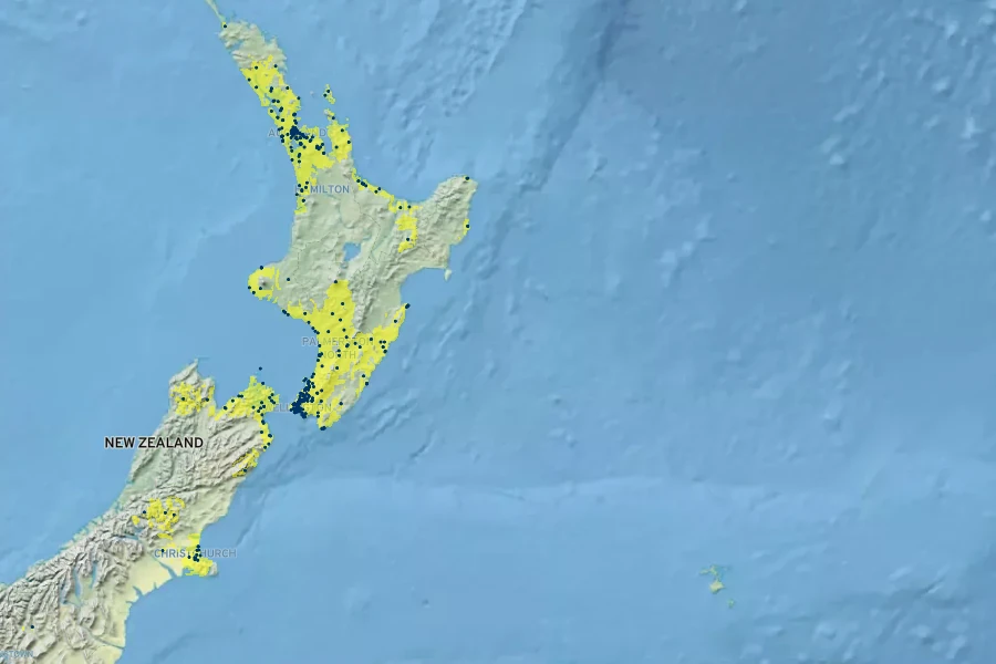 Olearia solandri Native Range