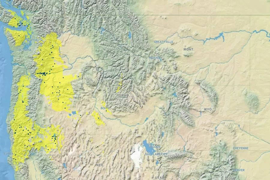 Olsynium douglasii var. douglasii Native Range