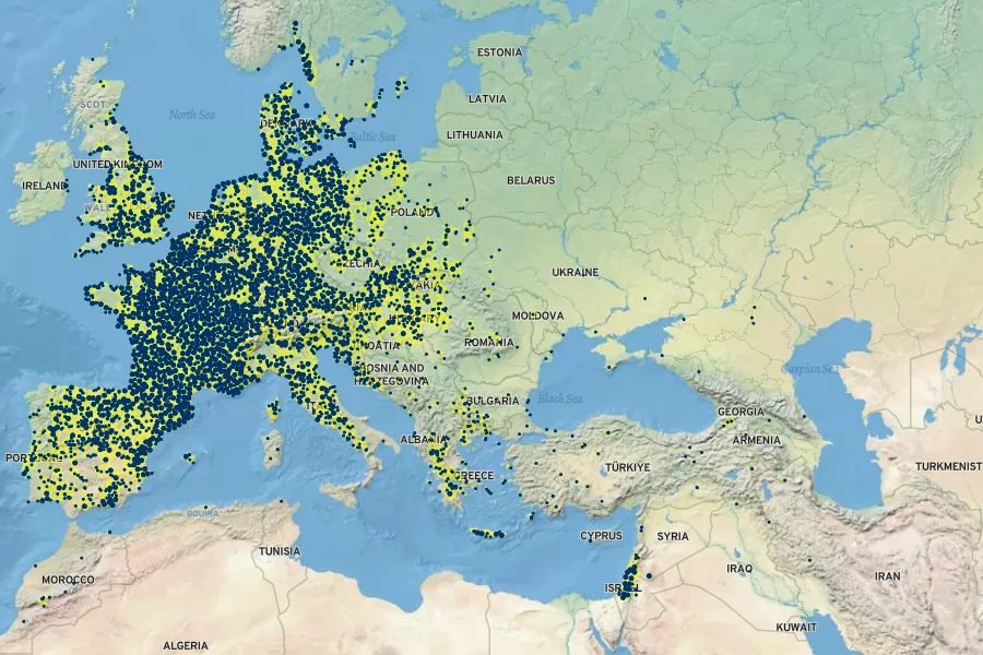 Ononis spinosa Native Range