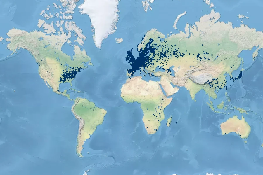 Ophioglossum vulgatum Native Range