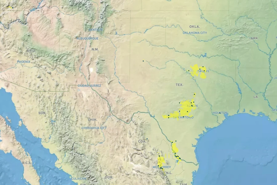 Opuntia engelmannii var. cacanapa Native Range