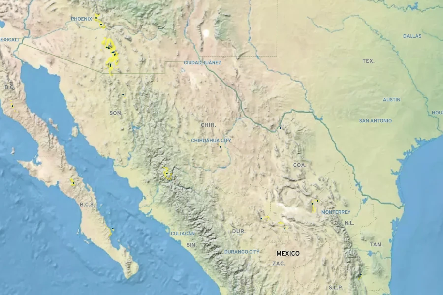 Opuntia engelmannii var. laevis Native Range