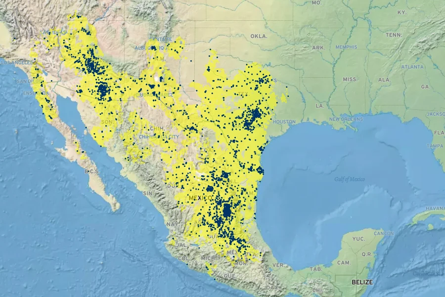 Opuntia engelmannii Native Range