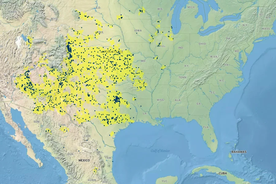 Opuntia macrorhiza Native Range