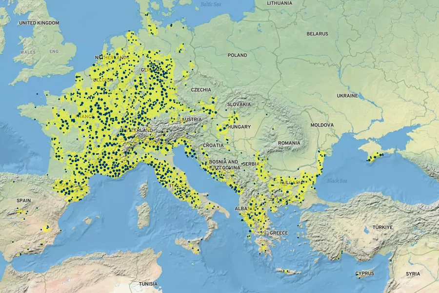 Orlaya grandiflora Native Range