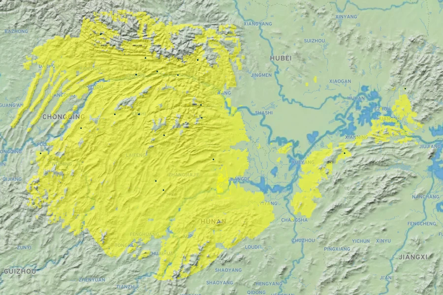 Osmanthus armatus Native Range
