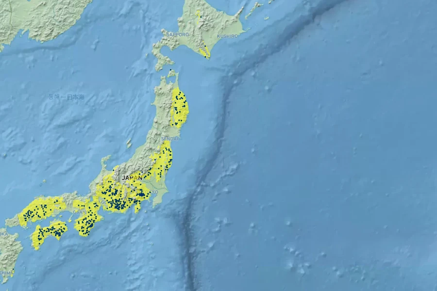 Osmunda lancea Native Range