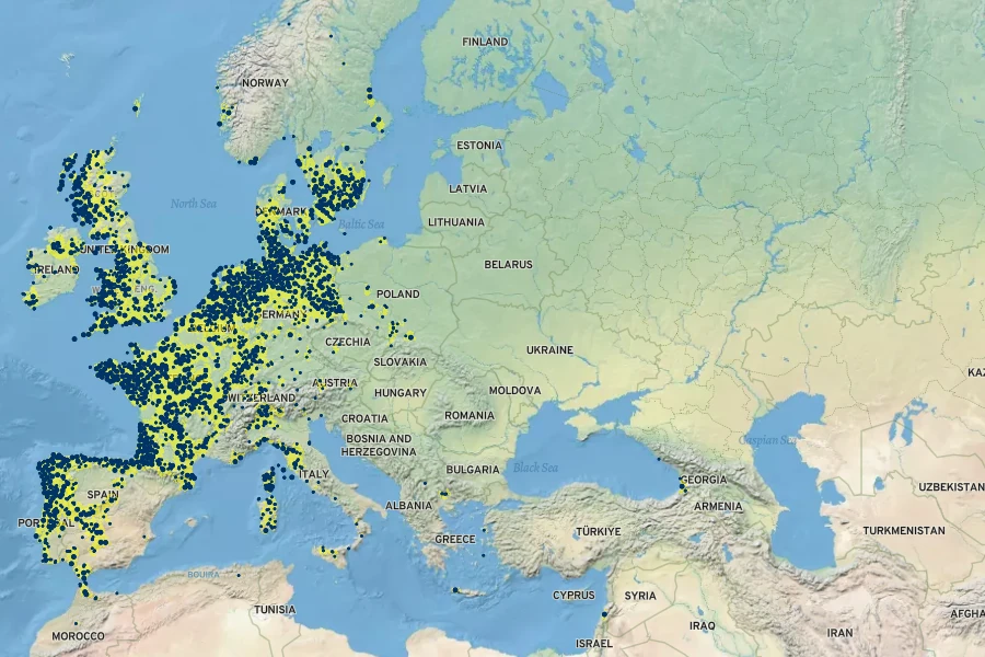 Osmunda regalis Native Range