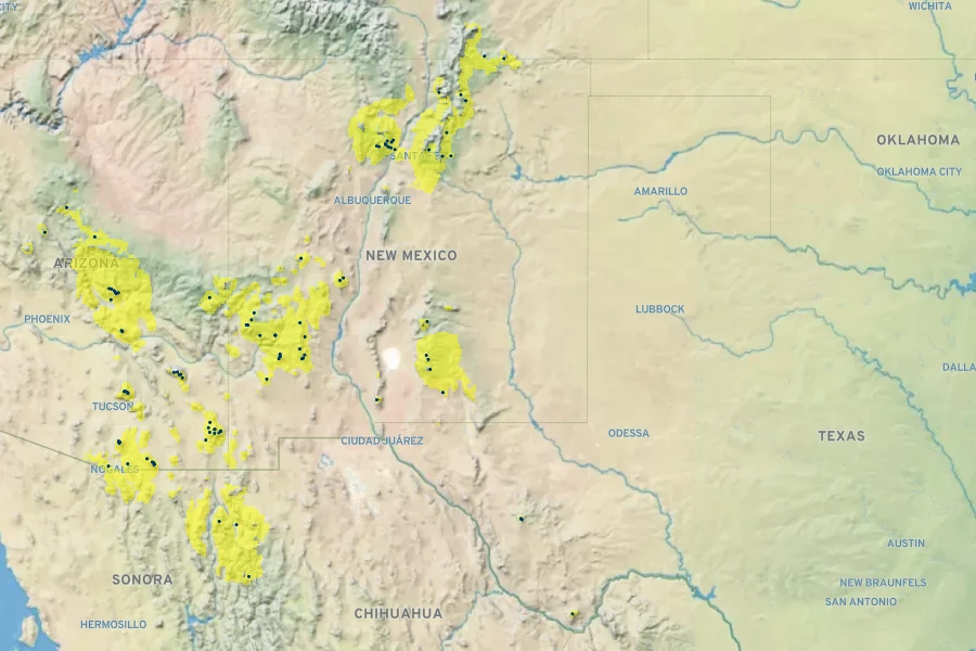 Oxalis metcalfei Native Range