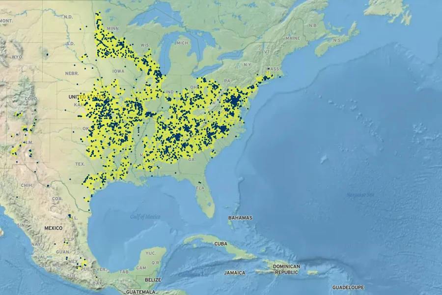 Oxalis violacea Native Range