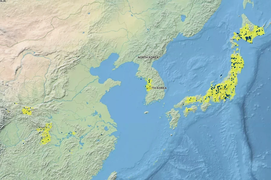 Pachysandra terminalis Native Range