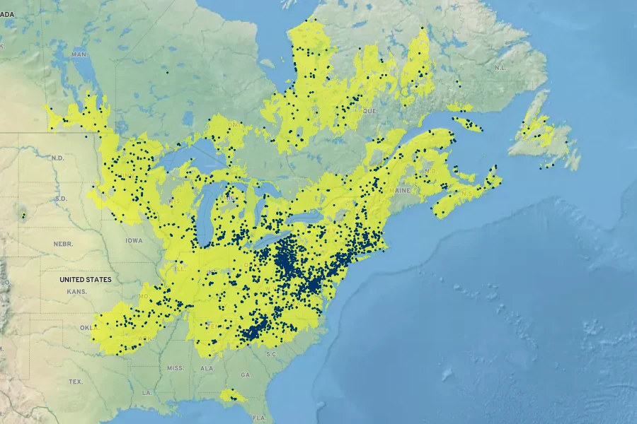 Packera aurea Native Range