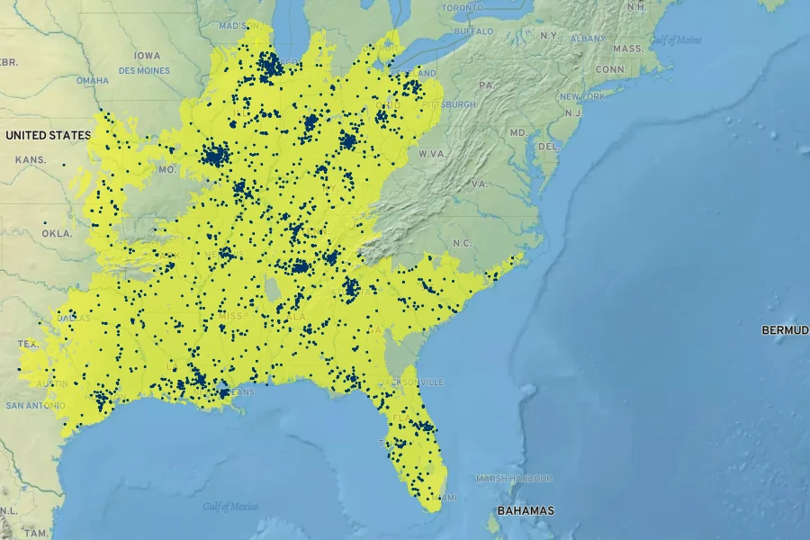 Packera glabella Native Range