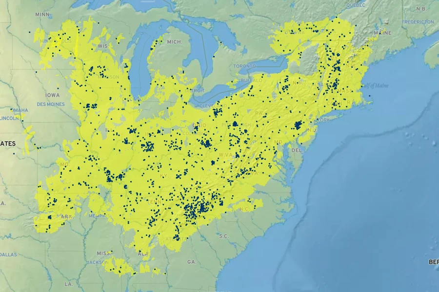 Panax quinquefolius Native Range