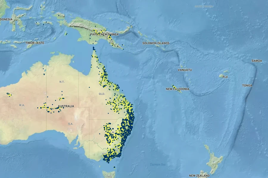 Pandorea pandorana Native Range