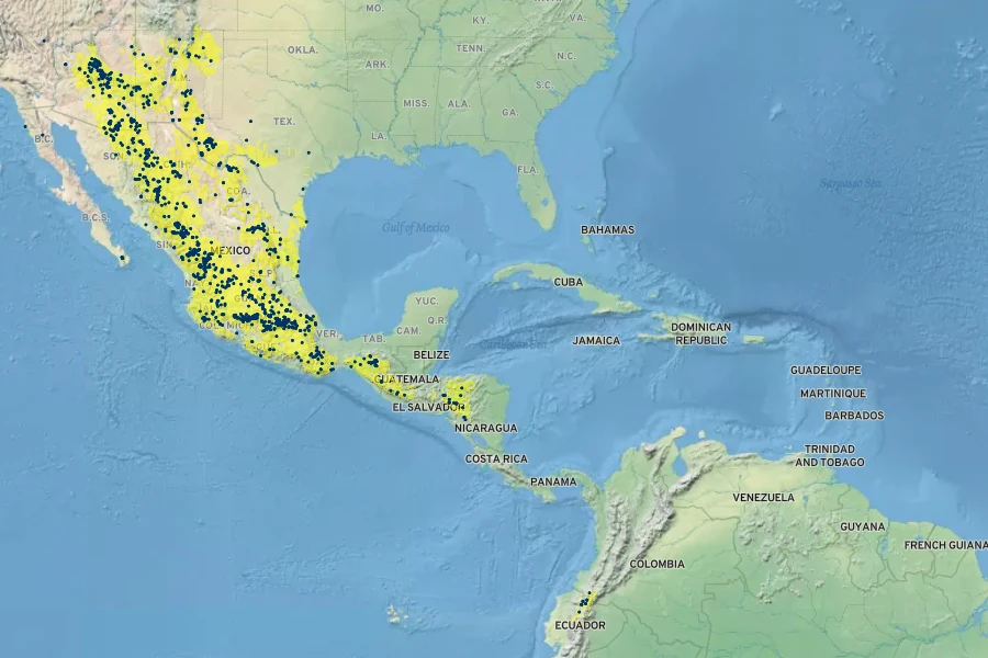Panicum bulbosum Native Range