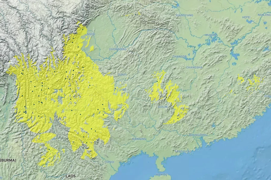 Paris polyphylla var. yunnanensis Native Range