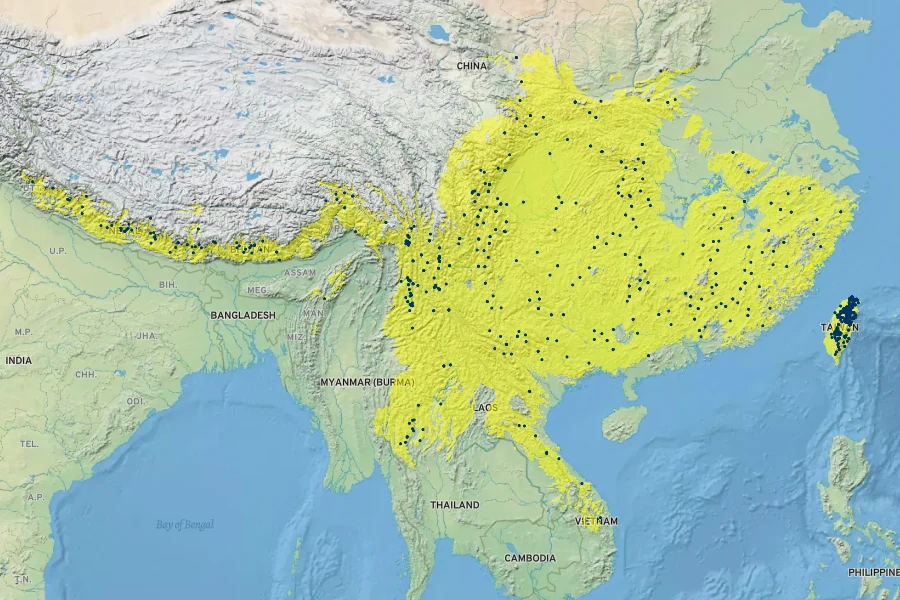 Paris polyphylla Native Range