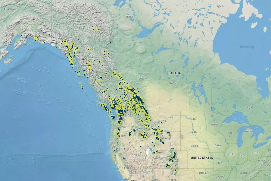 Parnassia fimbriata Native Range
