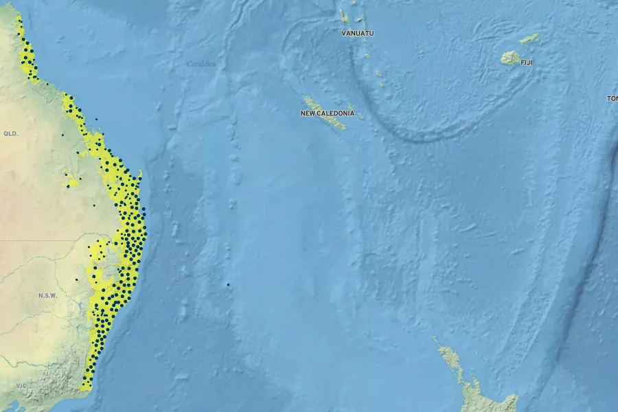 Parsonsia straminea Native Range