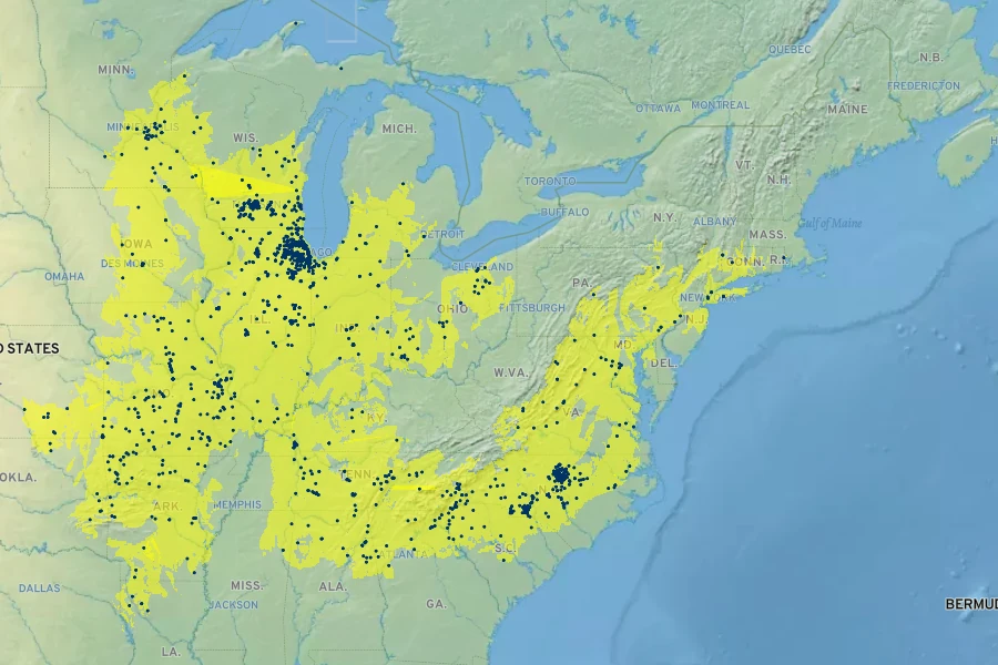 Parthenium integrifolium Native Range