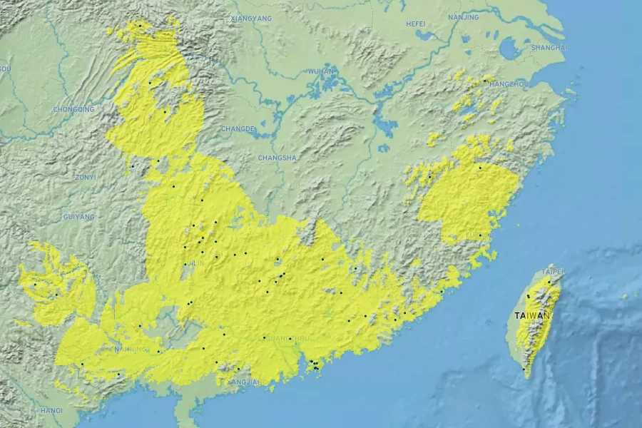 Parthenocissus dalzielii Native Range