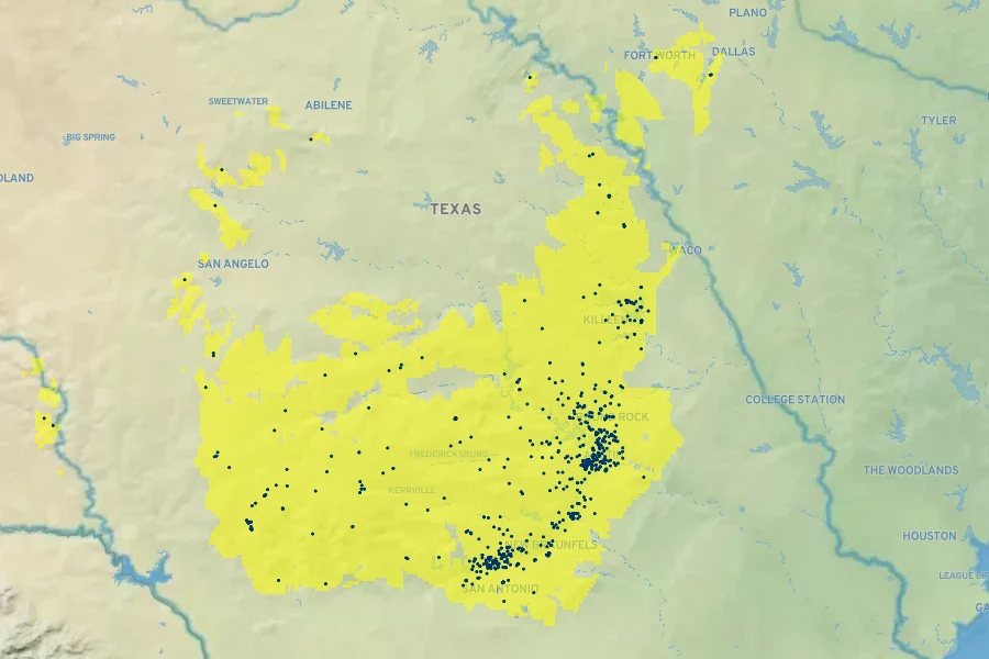 Parthenocissus heptaphylla Native Range